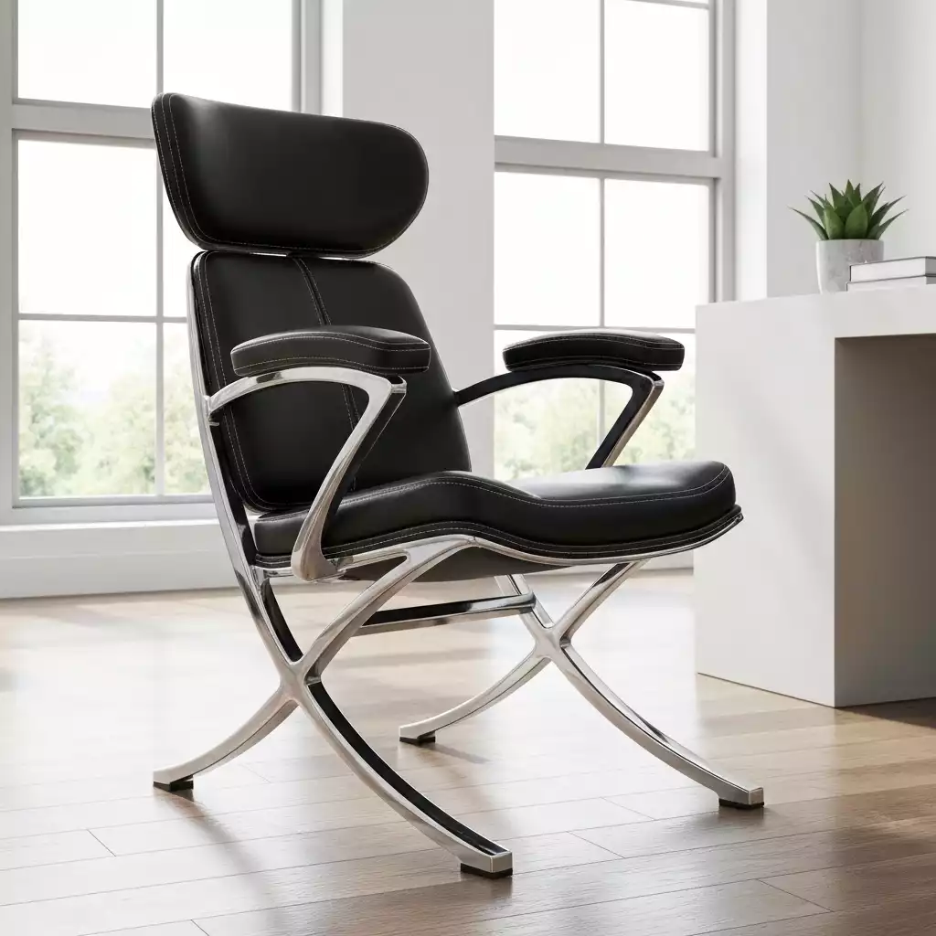 Stylish decorative office chair in a modern home office setting, no text, no words, no typography, 8K