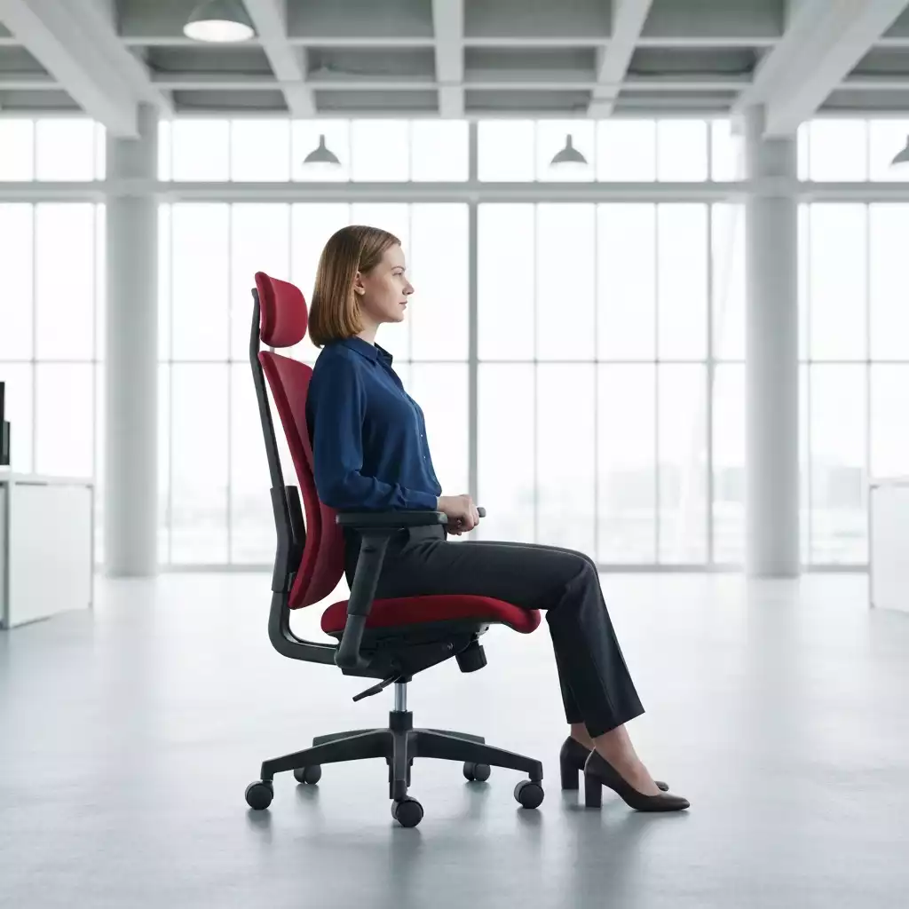 Ergonomic office chair in a modern office setup with a person sitting
