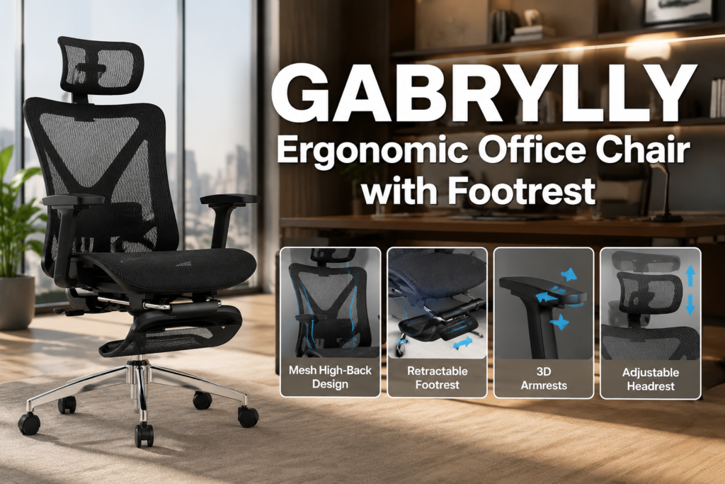 GABRYLLY Ergonomic Office Chair with Footrest