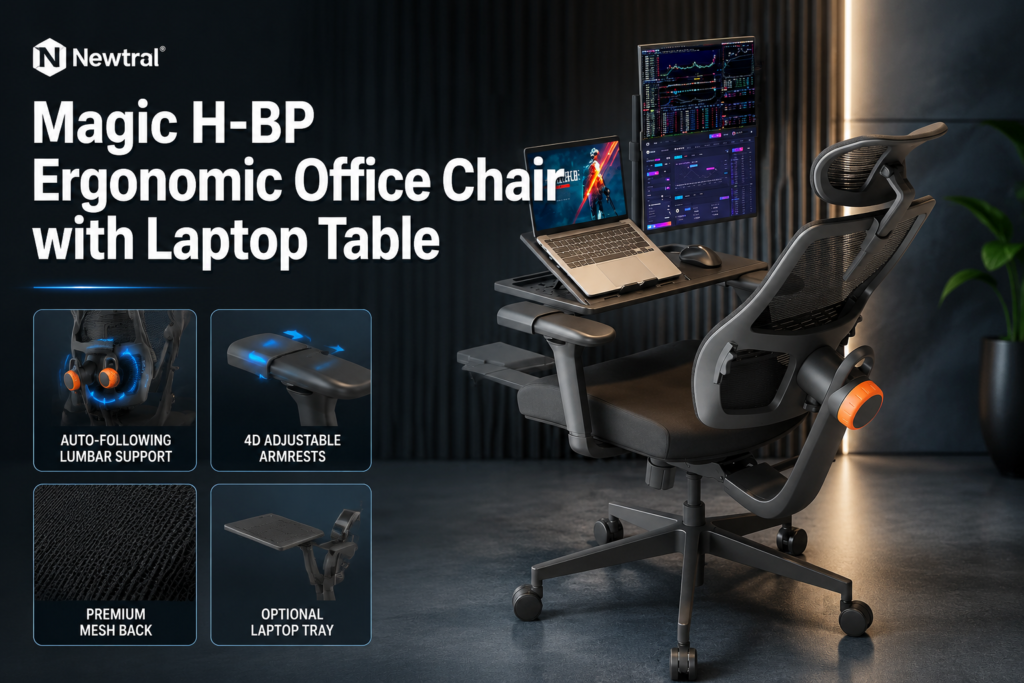 Newtral Magic H-BP Ergonomic Office Chair with Laptop Table Newtral Magic H-BP Ergonomic Office Chair