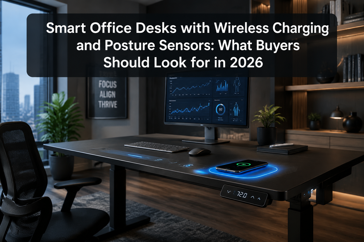 Smart Office Desks with Wireless Charging and Posture Sensors